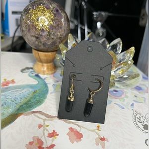 NWOT Black Crystal Resin Earrings